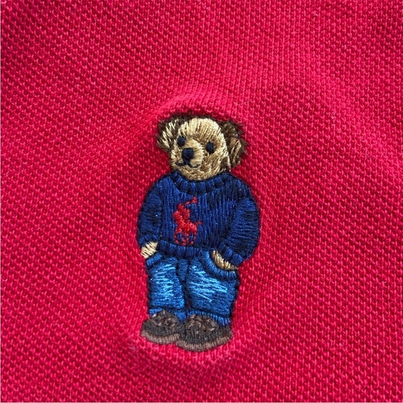 Polo Bear Cotton Mesh Polo Shirt, Red Size 6 - Picture 3 of 4